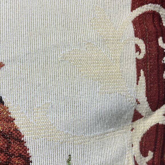 Red Cardinal Burlap/Velvet Accent Throw Pillow Embroidered 15" Square Christmas - Picture 5 of 8